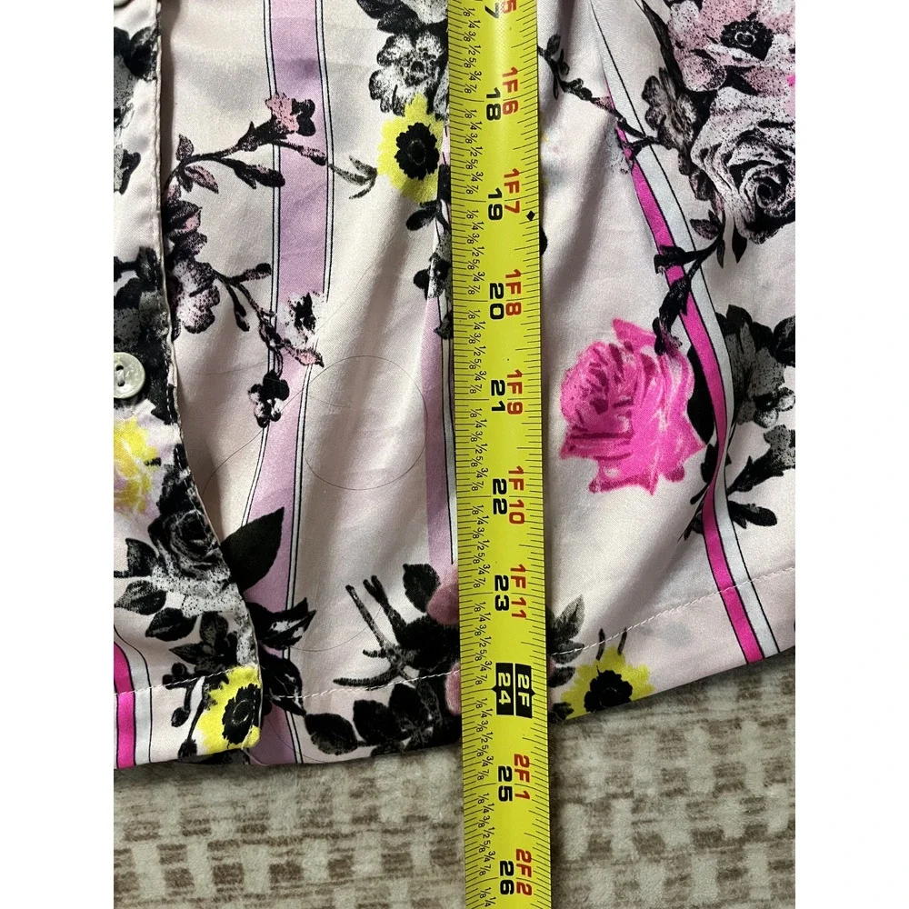 Women's Victoria Secret Size Small Button Up Floral Pajama Long Sleeve Top Pink